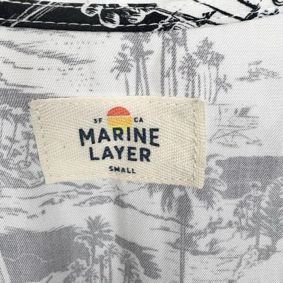 Marine Layer Camilla Dress Mini Button Front Lyocell Black White Foliage Small - Picture 4 of 14